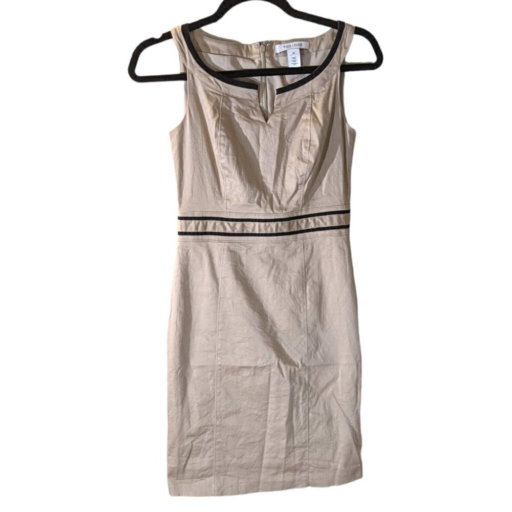 WHBM Women's Sheath Pencil Beige Khaki Dress Size 00